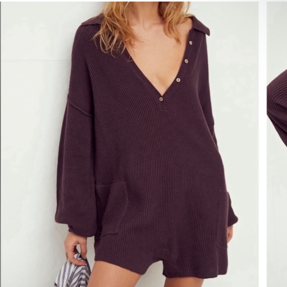 Free People Purple Sweater Romper